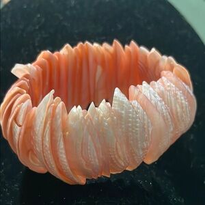 Elegant Pink Shell Bracelet vintage elastic mother of pearl salmon